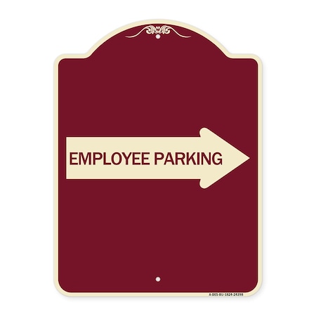 Signmission Employee Parking With Right Arrow Heavy-Gauge Aluminum Architectural Sign, 24" x 18", BU-1824-24398 A-DES-BU-1824-24398